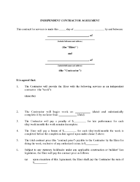 Picture of British Columbia Contractor Agreement for Construction Project